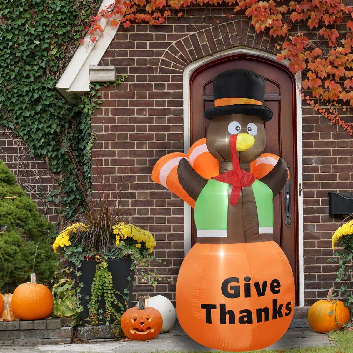 Christmas Thanksgiving Inflatable Turkey Decoration with LED Lights Suitable for Fall Harvest Party Indoor and Outdoor Shopping Mall Yard Y251111