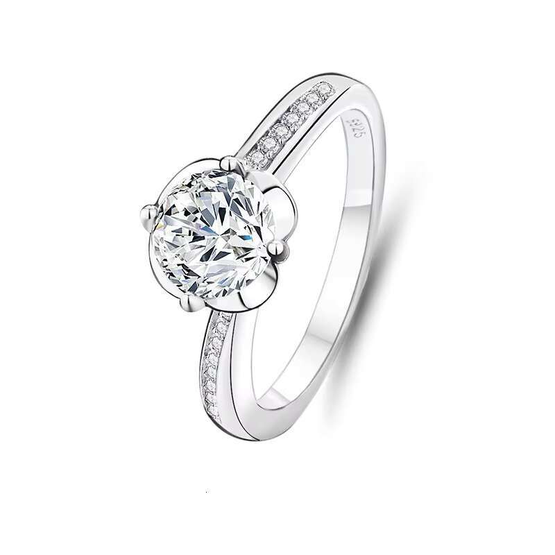 Fine Jewelry Manufacturer 1 Ct Rhodium Plated Filled 925 Sterling Silver Jewelry Engagement Wedding Moissanite Ring for Women