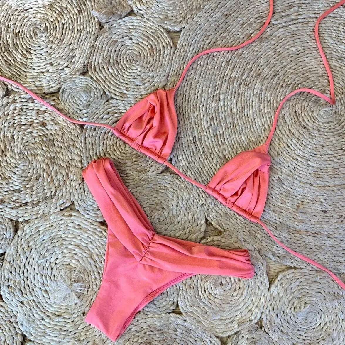 Bandage Bikinis Set Sexy Bikini Sets Solid Swimsuit Women Beachwear 2025 Summer Swimwear High Cut Bathing Suit Beach Biquinis