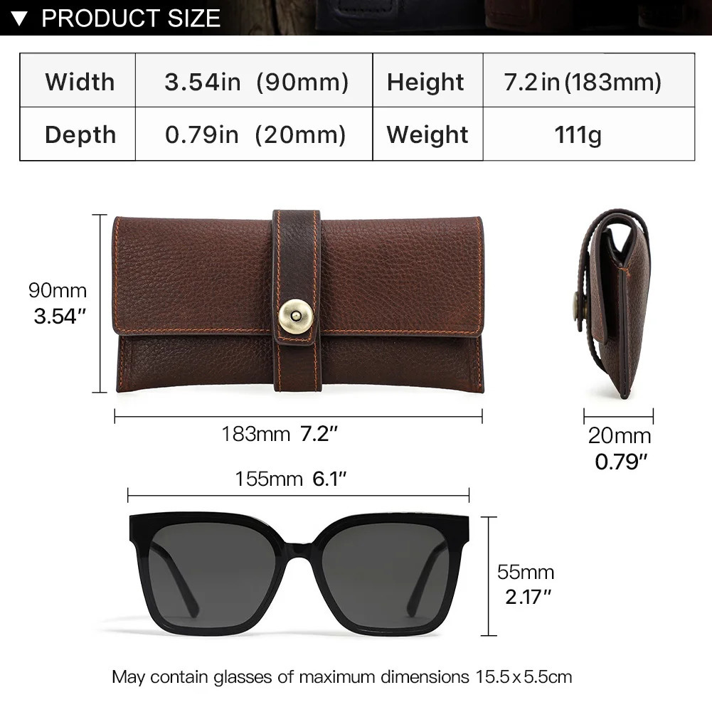 Handmade 1 piece retro leather eyeglass cover storage bag sunglasses protection box eyeglass frame for men 250409