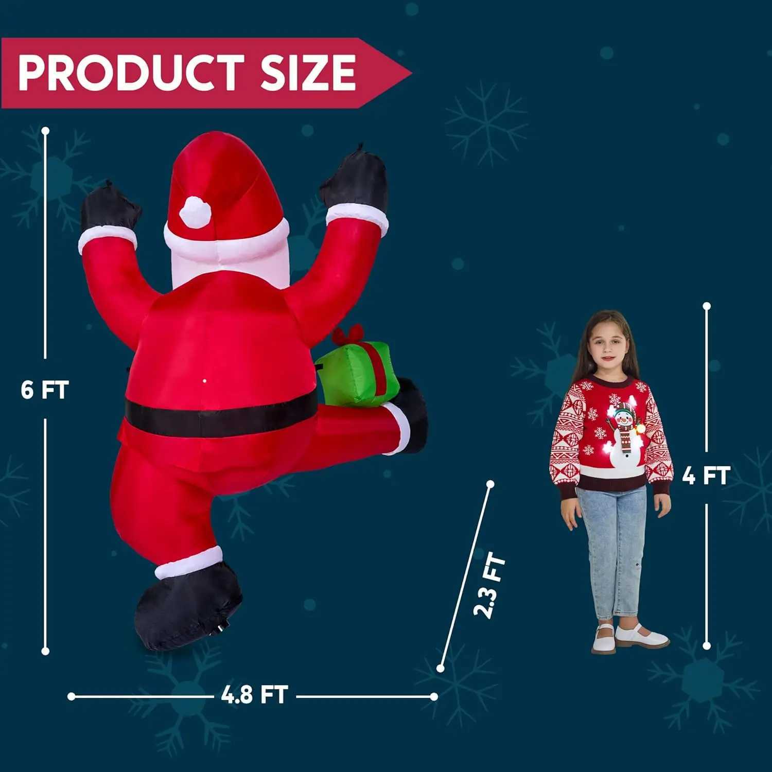 Christmas JOYFY 6 FT Tall Christmas Inflatable Climbing Santa with Gift Box Hanging Santa with Build-in LED for Xmas Party Decoration Y251111