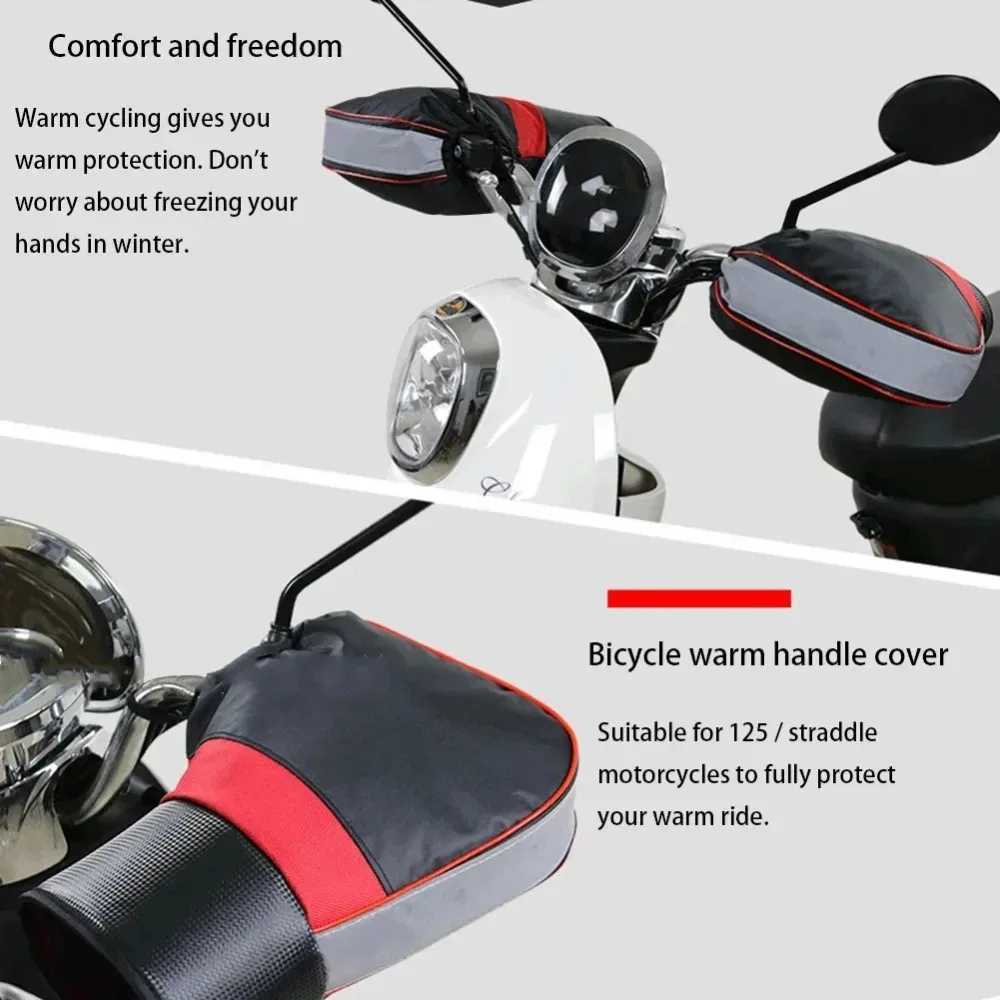 Warm Windproof Motorcycle Handlebar Covers Winter Grips For E-Bikes Scooters Cold Weather Riding Protection Pair Handlebar Muffs S25118