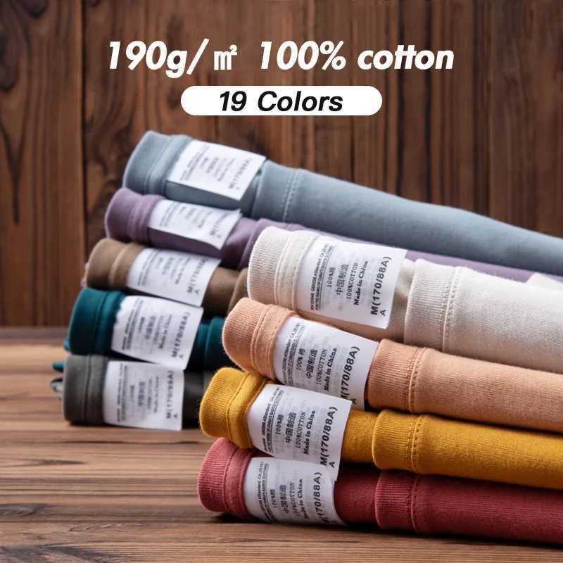 6.7oz 190gsm pure cotton T-shirt mens solid top womens customized team uniform class clothing summer brand customization M250411
