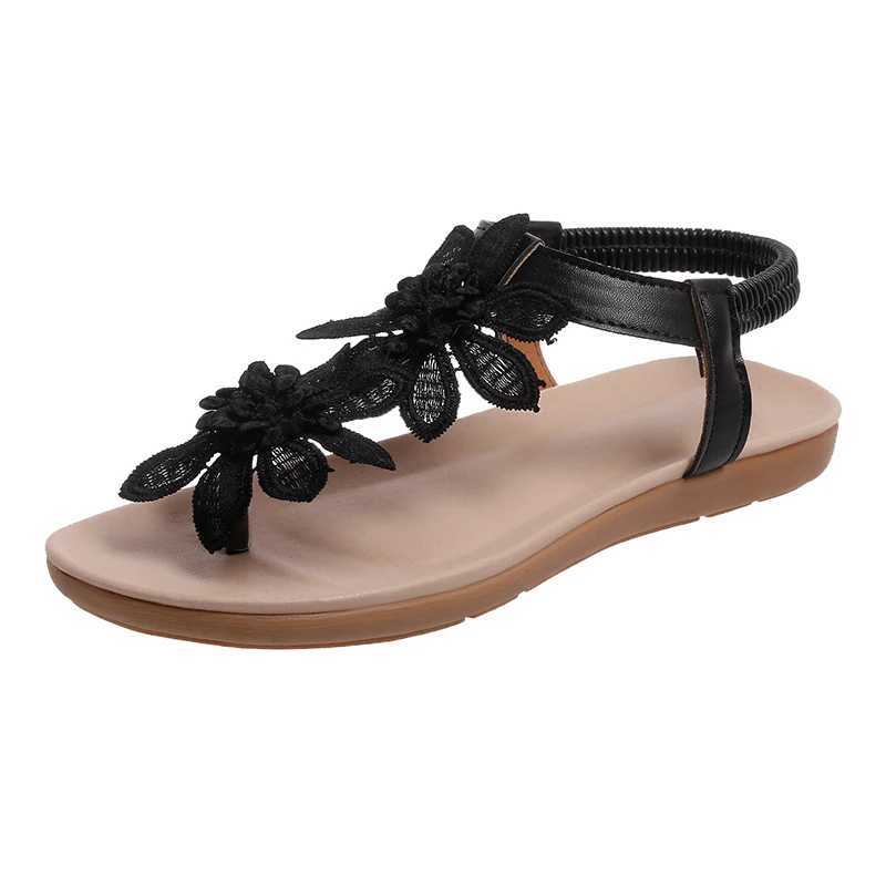 Fi White Flower Sandals Womens Pinch Toe Sandals Flat Shoes Womens Summer Casual Shoes Bohemian Flower Skating Beach Womens ShoesXJ250410