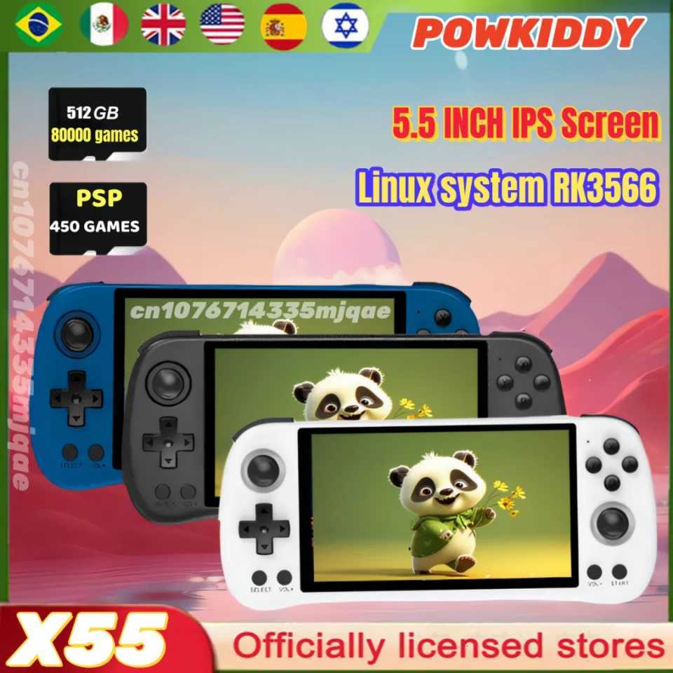 POWKIDDY X55 55 INCH Retro Handheld Portable Video Game Consoles Linux System TV Retro Player 512G 90000 Games P 1GiftM251111