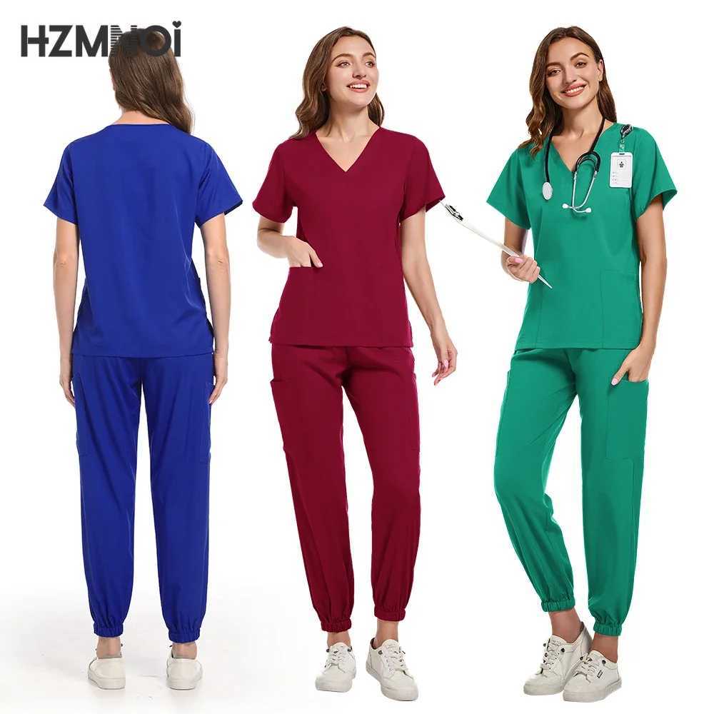 New Multicolour Pharmacy Nurse Scrubs Set Dentist Surgical Medical Uniforms Elestic Women Joggers Suit Beauty Spa Uniforms X250410