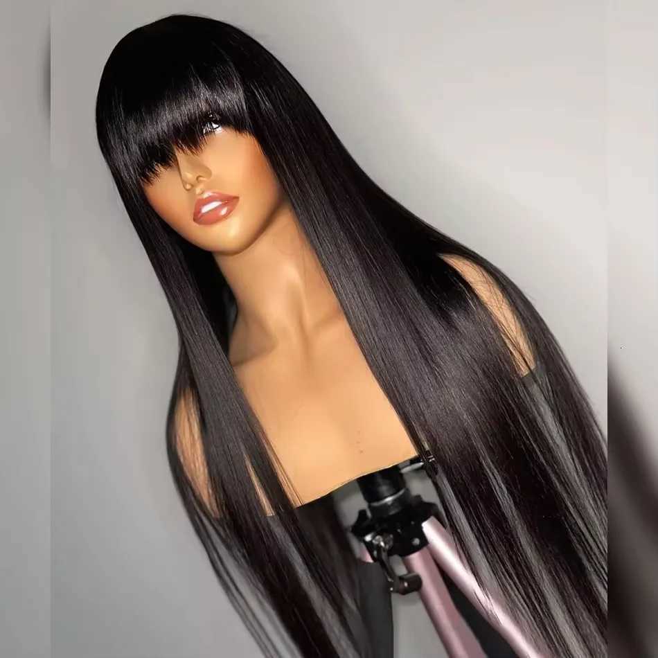 Straight Human Hair Wigs With Bang Full Machine Made Wigs 30 34 inch Natural Color Wig 3x1 Lace Front Remy Human Hair WigsT251111