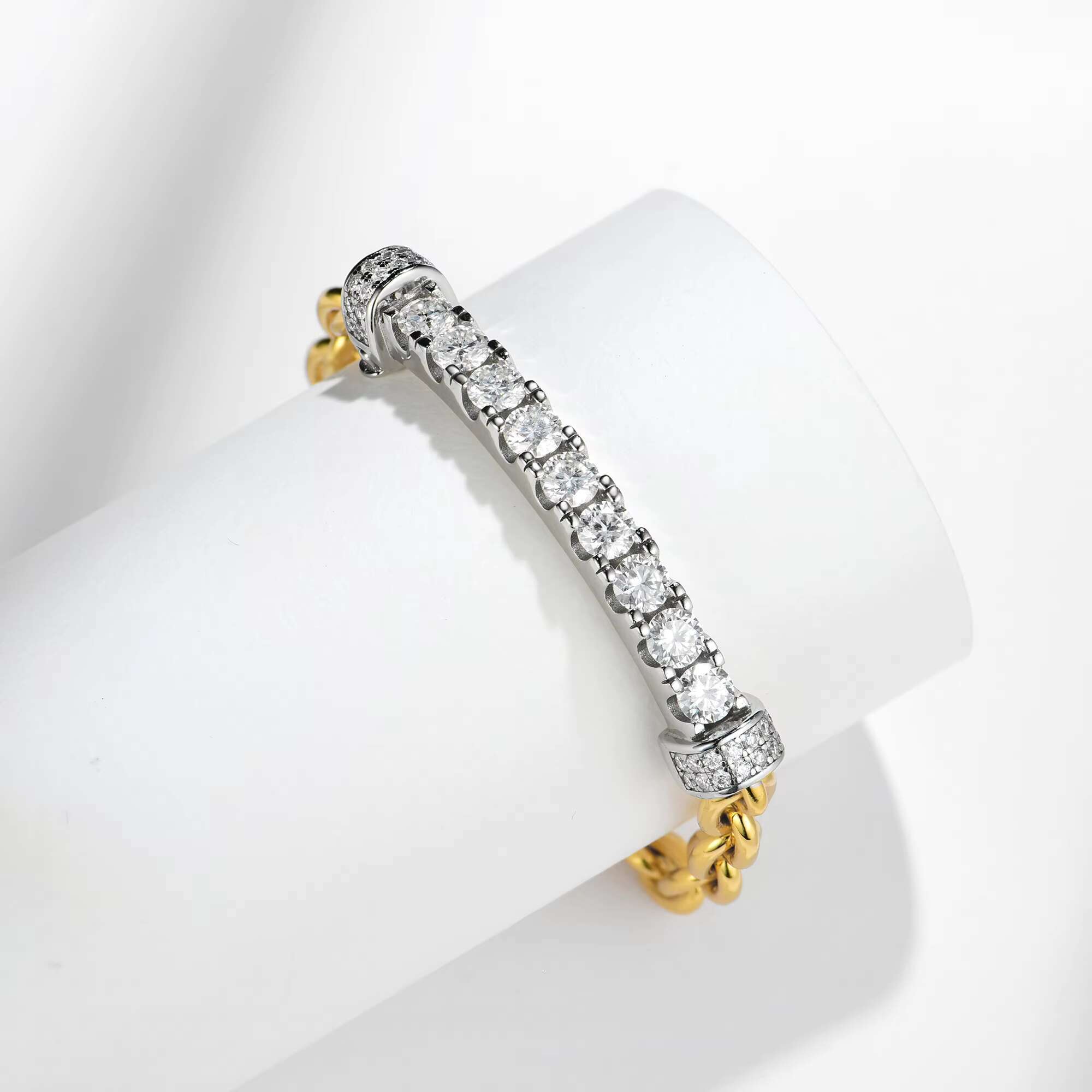 Ruizuan Cuban Link Chain Moissanite for Men Women 925 Silver White Gold Plated Bracelet Moissanite Brand Bracelet