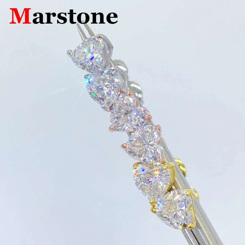 Heart Moissanite Shaped Diamond Stud Earings D Color Womens Earrings 925 Silver Yellow Gold Top Quality for Women Gift