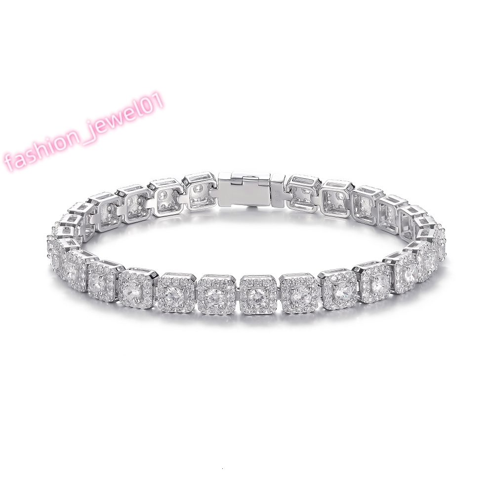 Wholesale Custom Fashion Sterling 925 Silver cvd Lab Diamond GRA Moissanite Zircon Tennis Sterling Bracelet for Men