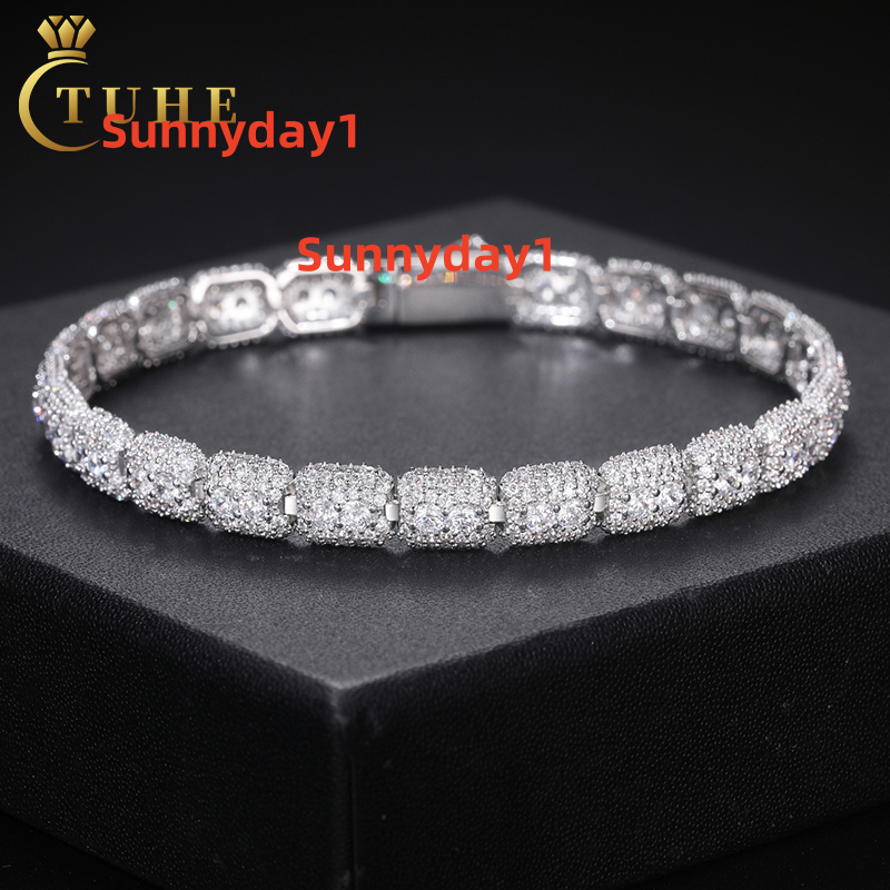 Exquisite Gift Jewelry 7mm 925 Sterling Silver Full Diamond Vvs Moissanite Sparkling Tennis Bracelet for Men Women
