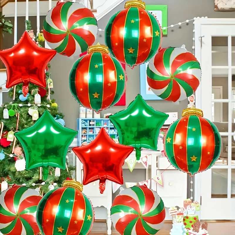 Christmas 14Pcs Set of Christmas Balloons Large Christmas Decorations That Can Be Hung with Red and Green Striped Ball Balloons 2026 Y251111