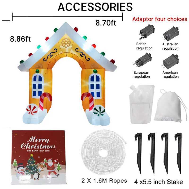 Christmas 88FT Gingerbread House Archway Inflatable Christmas Decorations Xmas Ornament With LED Lights Outdoor Yard Holiday Party Toy Y251111
