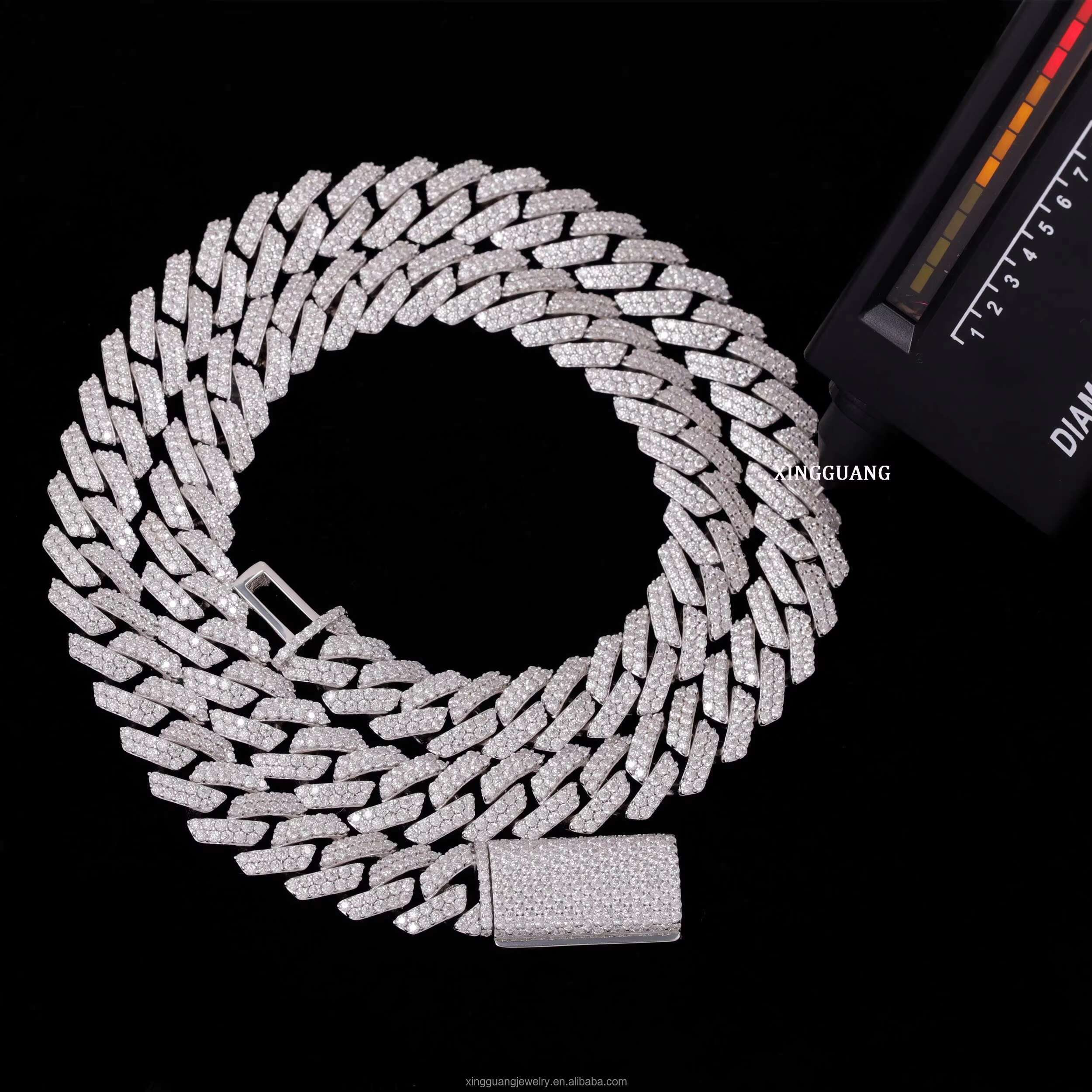 Hip Hop Jewelry 12mm Diamond Cuban Link Necklace for Men 925 Silver 18k Plated Miami Cuban Iced Out Moissanite Cuban Link Chain
