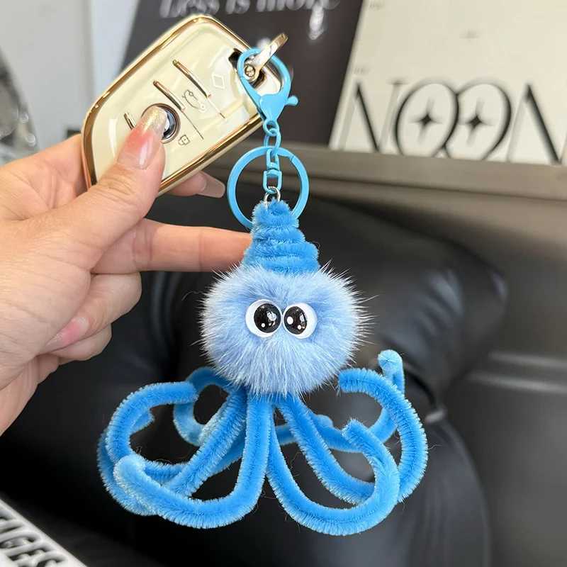 Cute mink octopus plush toy keychain stuffed animal doll Kawai keychain womens bag car plush keychain pendant girl gift W250411