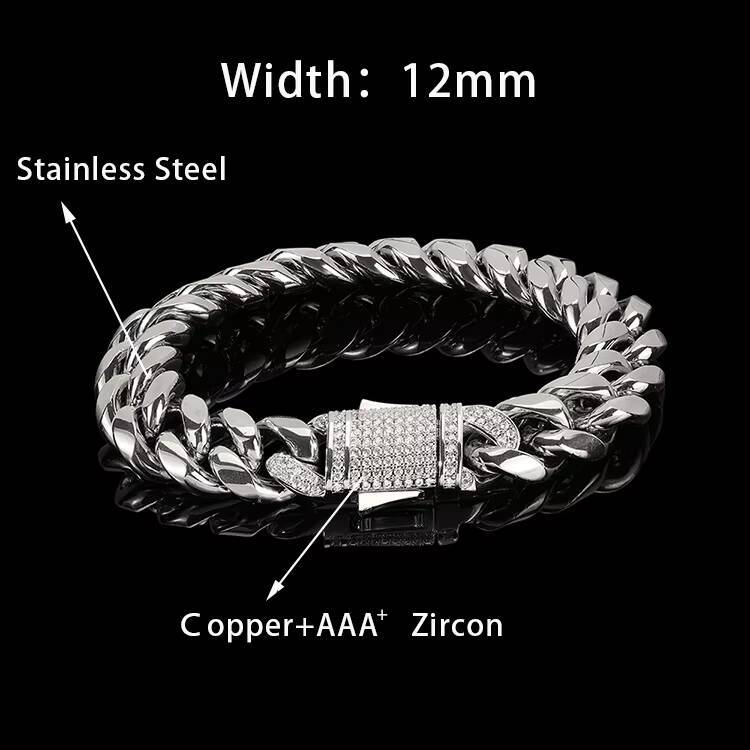 Moissanite Clasp Bracelets En Acier Inoxydable Gold Bracelets for Men Designs Cuban Bracelet Stainless Steel