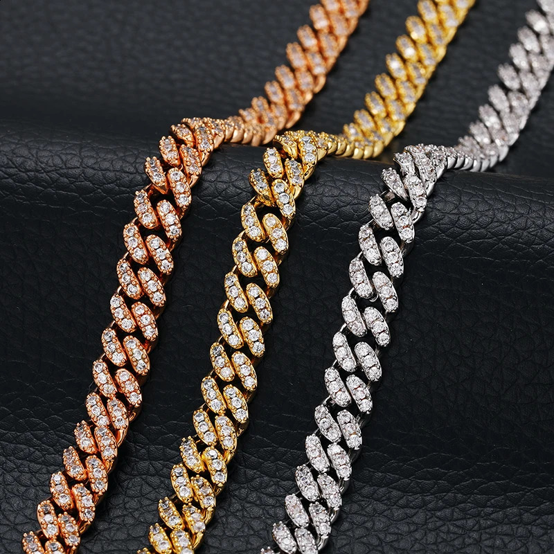 6mm 8mm Fashion Miami Cuban Chain Bracelet For Women Men Hip Hop Jewelry Cubic Zirconia Chain Gift Drop 250408