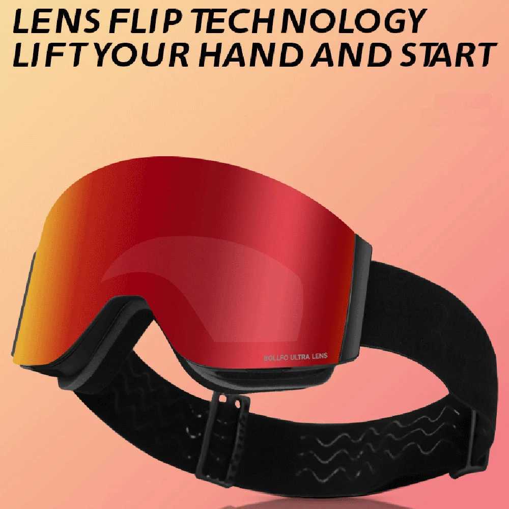 UV400 Magnetic Flip Cover Ski Goggles with Double Layer Lens Skiing Anti-fog Snowboard Goggles for Men Women Ski Glasses Eyewear K251110