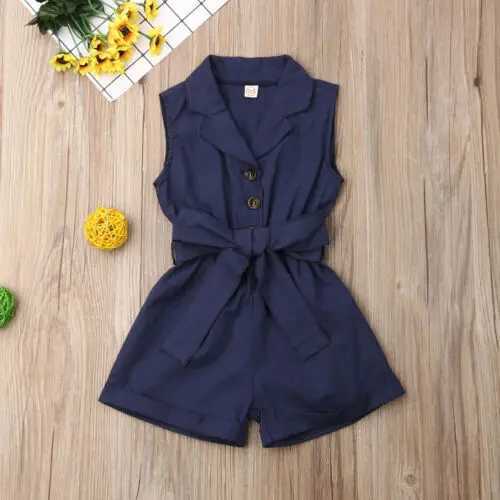 Fashion childrens baby girl clothing sleeveless bow waist game set summer sunshine full set childrens clothingXJ250410