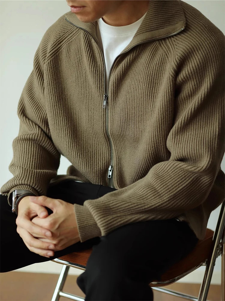 Autumn and Winter Warm Knitted Zipper Jaet for Men Casual Lightweight Open Cardigan Sle AntiBall Easy Care Ular Top 251030