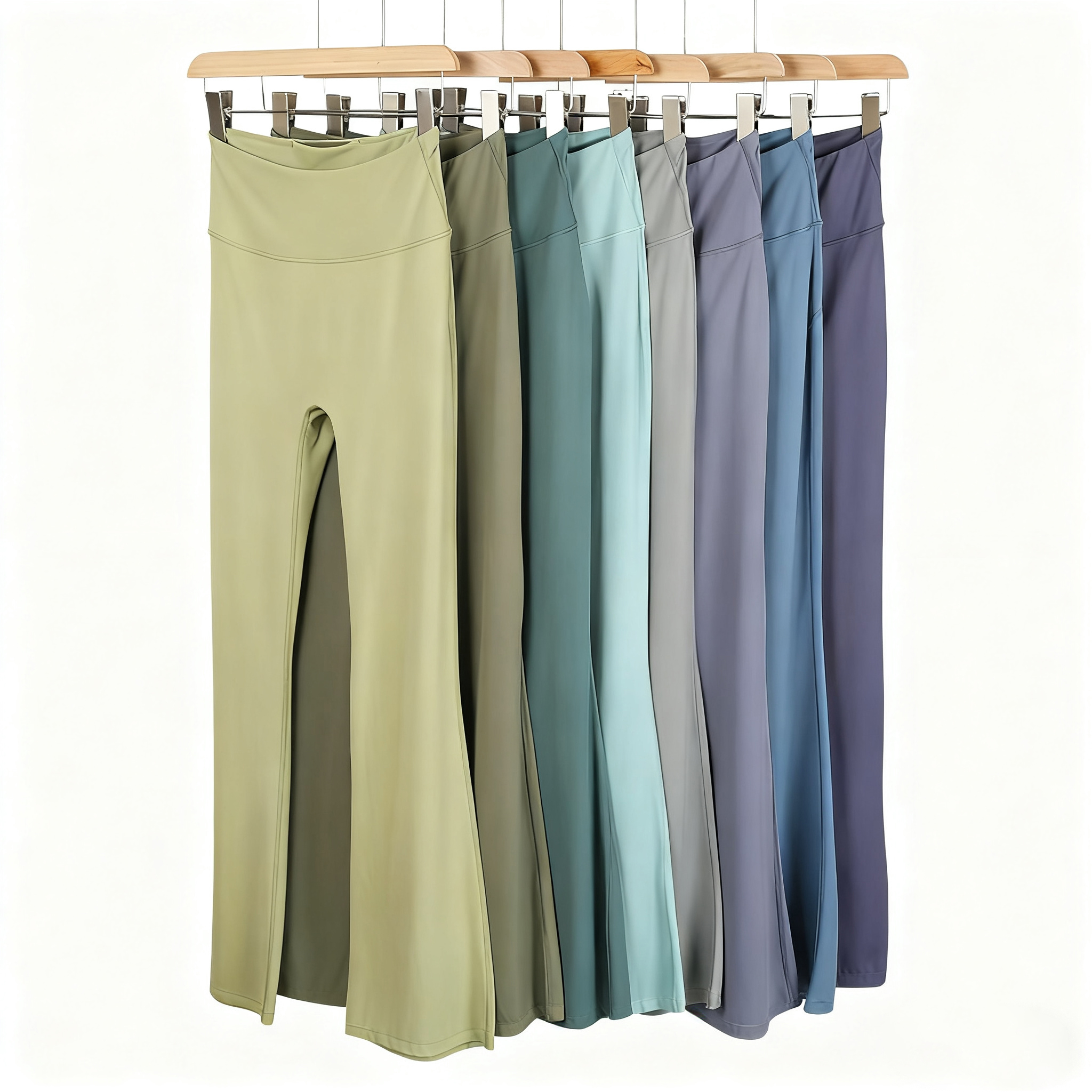 2025 New luluity lemonion Women's Yoga Pants Flared Trousers with Elastic High Waist Close-Fitting Sport Gym Pure Color Fit Belly Bell Bottomed Slim Long Leggings