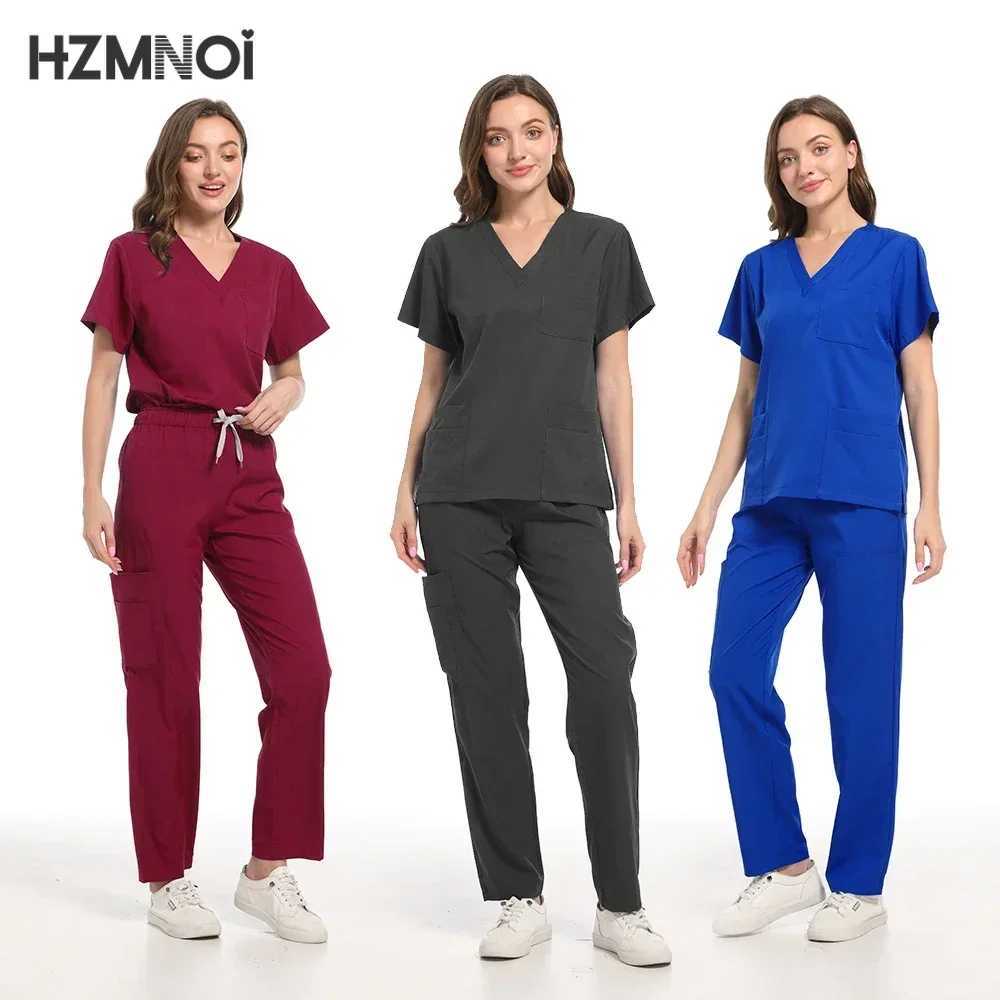 New Arrival Custom Women Nursing Scrub Straight Leg Pants Set Hospital Doctor Sets Women Stylish Slim Fit Hospital Scrub Uniform X250410