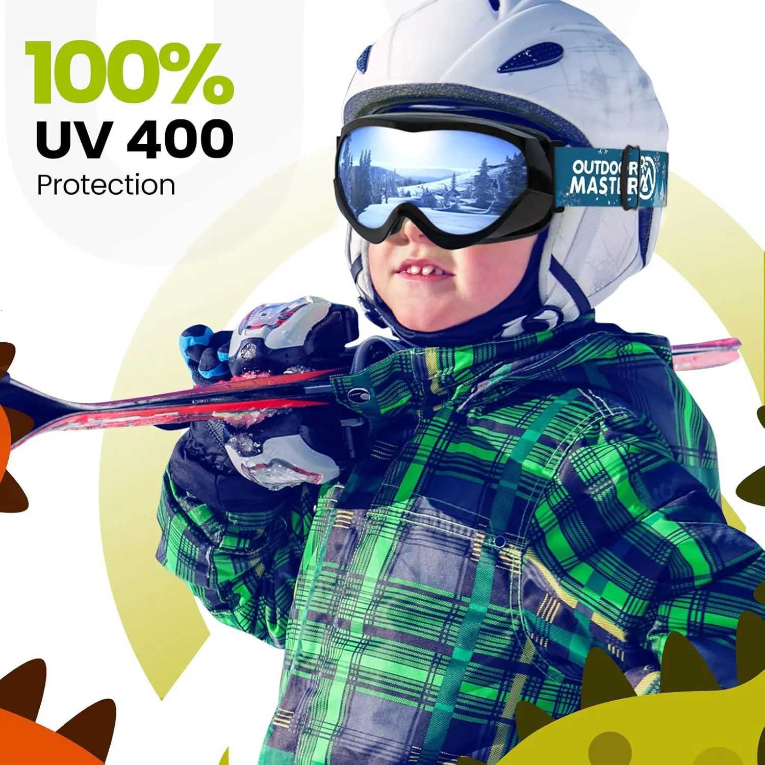 OutdoorMaster Kids Ski GoggLEs - Helmet CompatibLE Snow GoggLEs for Boys Girls with UV PROtection K251110