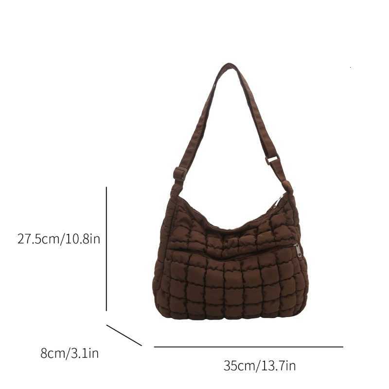 2025 New Quilted Puffer Shoulder Bag for Women Large Capacity Tote Sling Bag Fashion Casual Crossbody Satchel Bag Female HandbagT251110