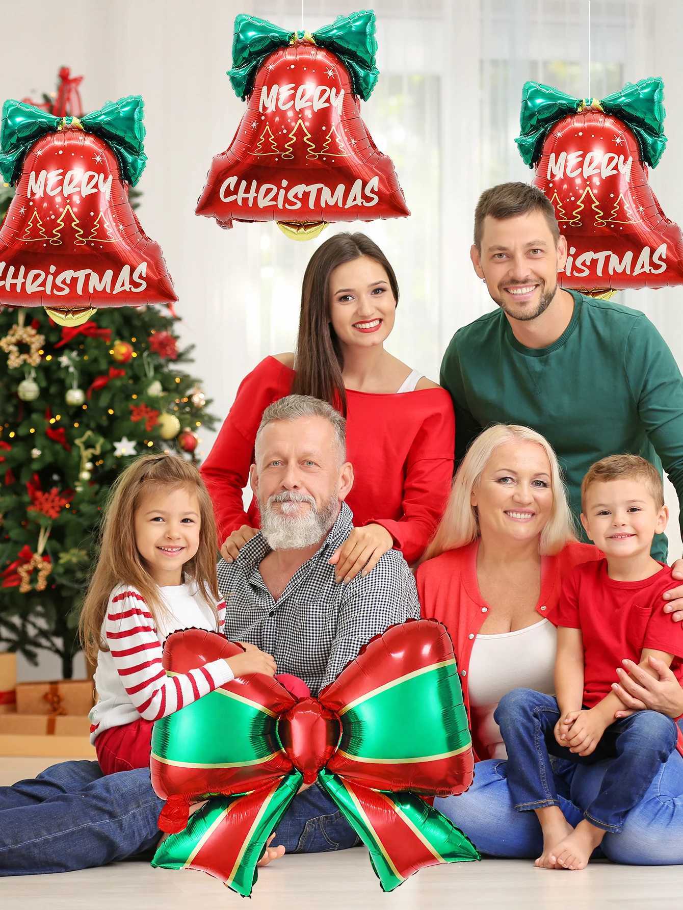 Christmas 1/2pcs Christmas Balloon Bow and Bell Foil Balloon Christmas Gift Decoration Bow Theme Party Decoration Christmas Gift Y251111