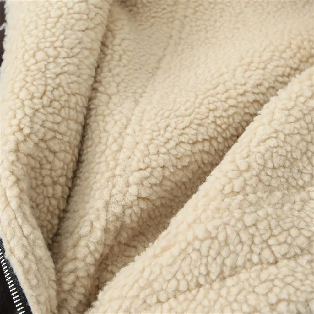 Womens Jacket Long Sleeve Collar Zipper Style Autumn Warm and Windproof Motorcycle Double sided Short Coat 251105