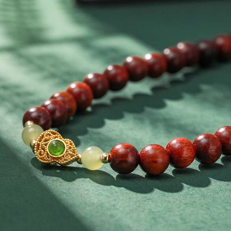 Natural Hetian Small Leaf Rosewood Beads Bracelets Couples Gift Hand String Women's Hotan Jade Beading Accessories