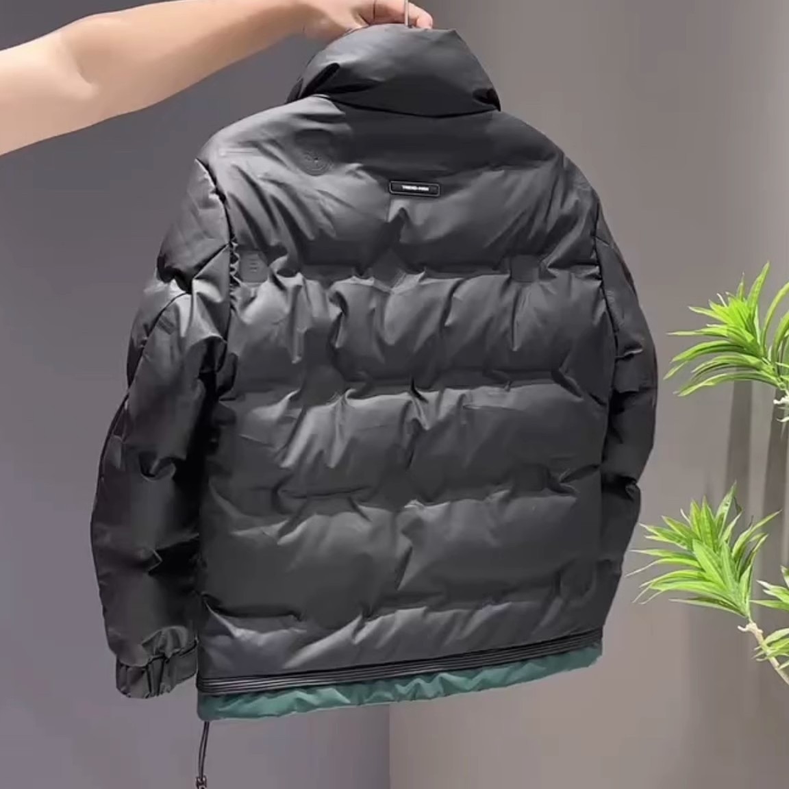 Men's stand-up collar down jacket winter fashion warm tooling style jacket multi-pocket design simple all-match casual top