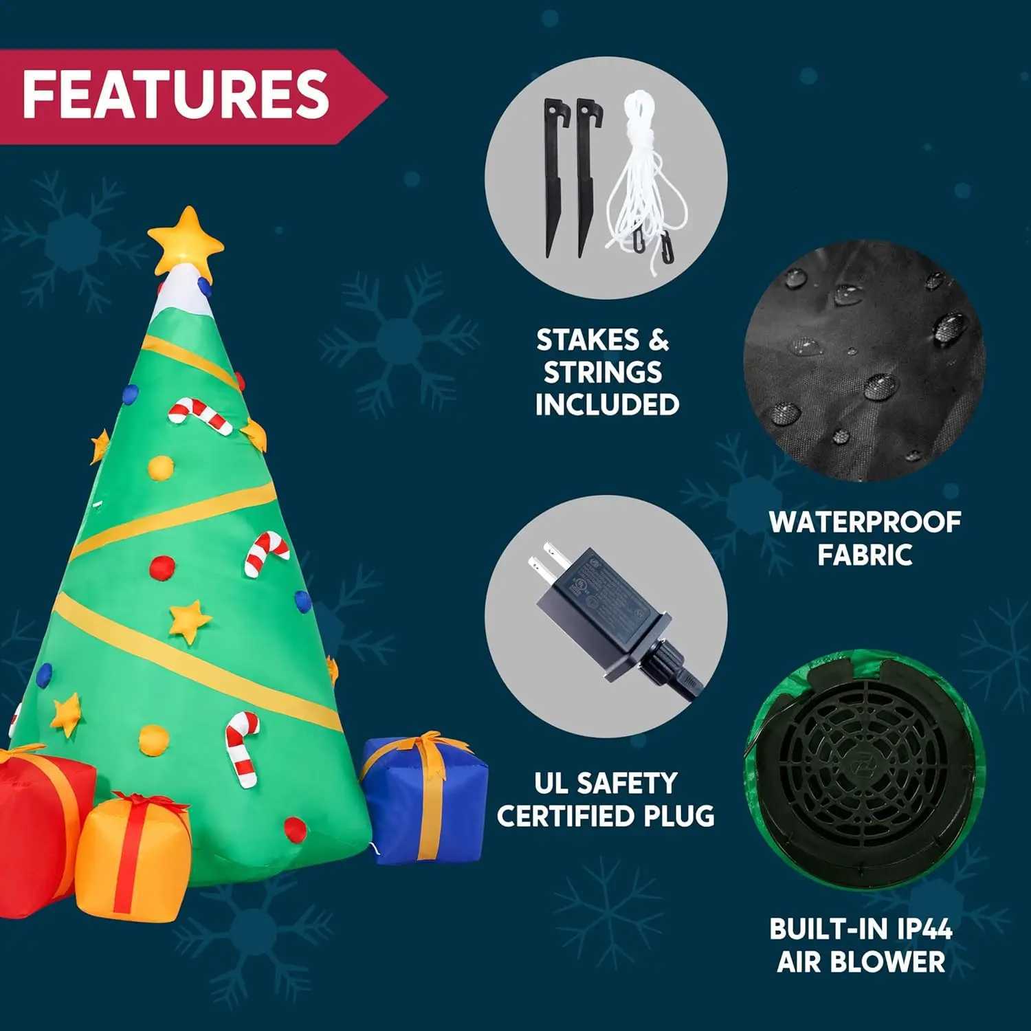 Christmas JOYFY 8 FT Christmas Tree Inflatable Decoration Lighted Giant Christmas Tree with Build-in Projection for Xmas Party Dcor Y251111