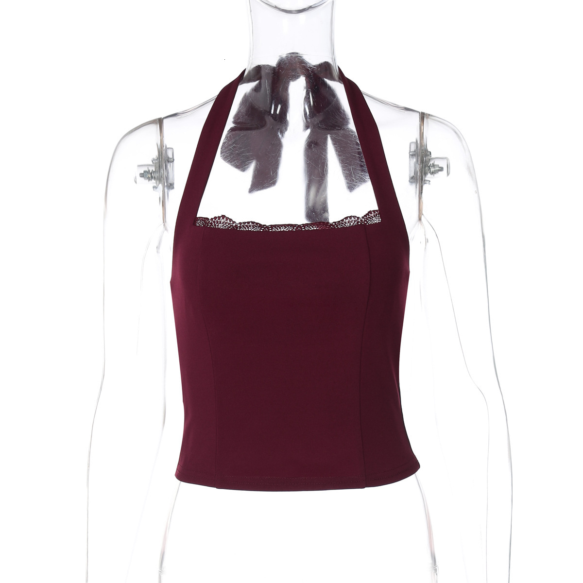 Designer Women's Vest 2025 Summer New Product Fashionable And Sexy Backless Lace Up Camisole Top Women's Navel Lace Collar Small Vest Women&