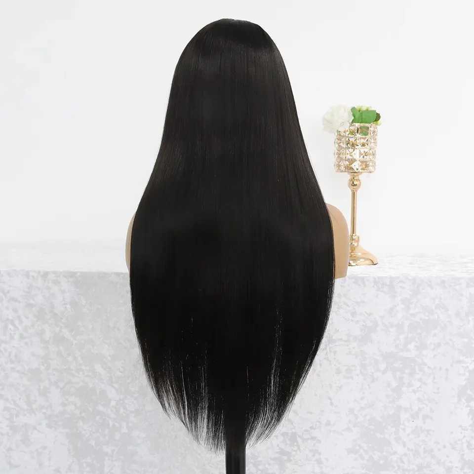 Long Straight Black Lace Front Wig Natural Black Pre Plucked Synthetic HD Lace Front Wig For Women Glueless Heat Resistant FiberT251111