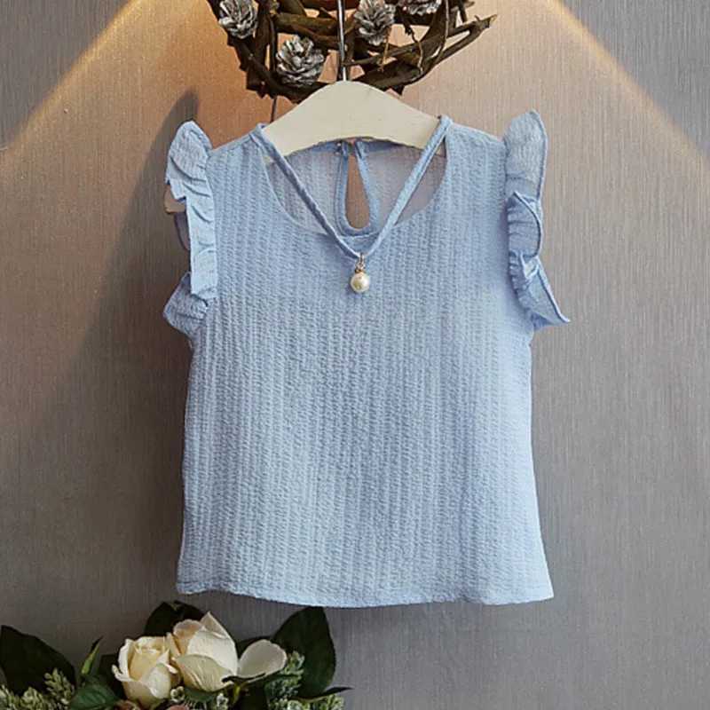 Womens Chiffon T-shirt+Shorts Set Summer Pearl Sleeveless Top Solid Color Chiffon Cute Dress 3-8 Year Childrens Clothing SetXJ250410