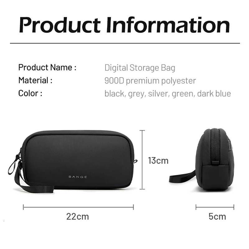 BANGE Water Resistant Electronic Travel Bag Organizer for Tech Pouch Cable Case Digital Portable Handle Accessories Storage Bag251111