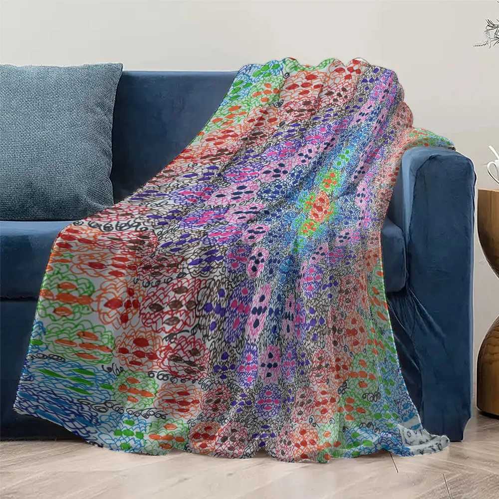 Vibrant Colorful Abstract Print Throw Blanket Soft Fleece Bed Sofa Decorative Throw Blanket C251111