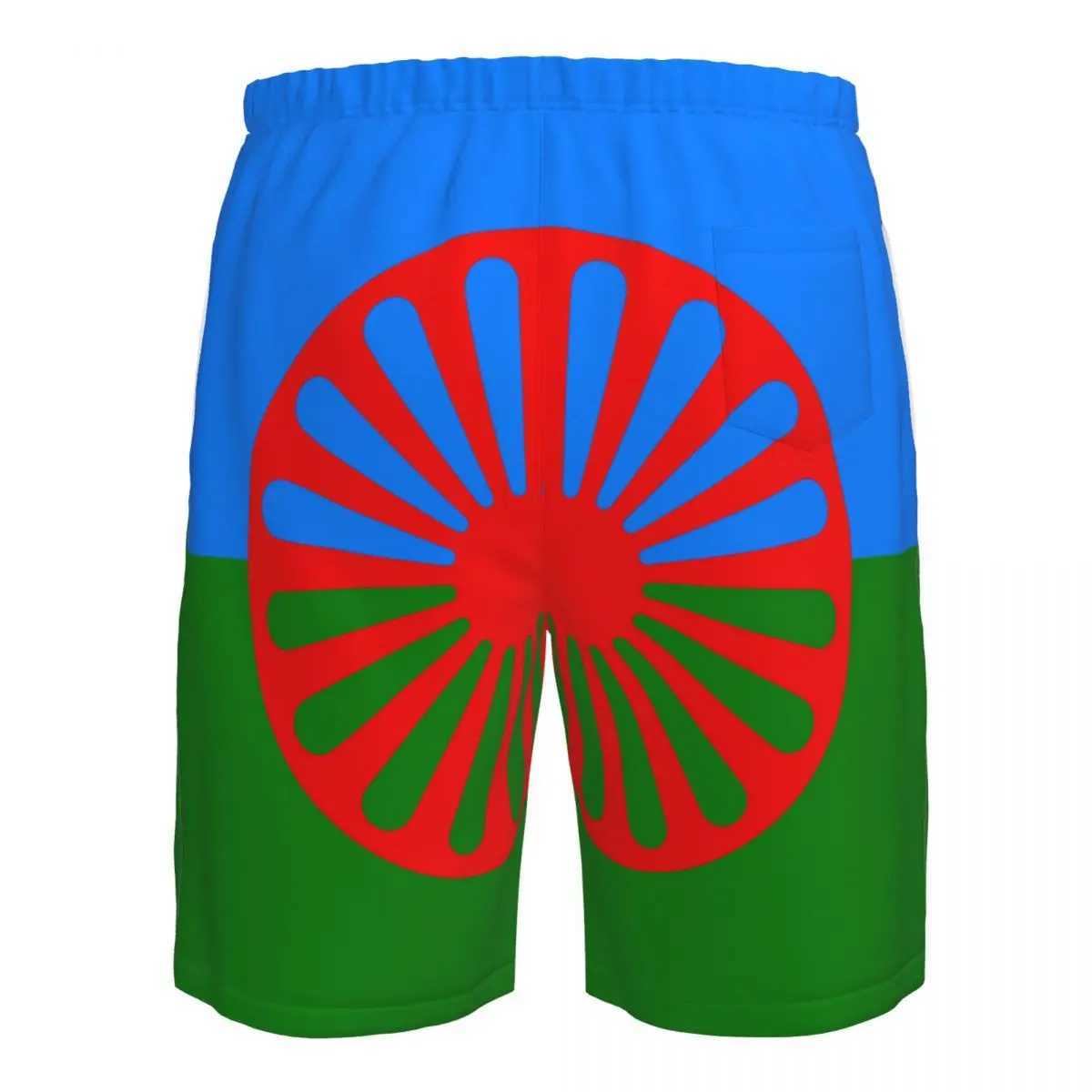 Romani People Rom flag mens swimming relay Qucik dry board beach shorts mens lightweight swimsuitW250410