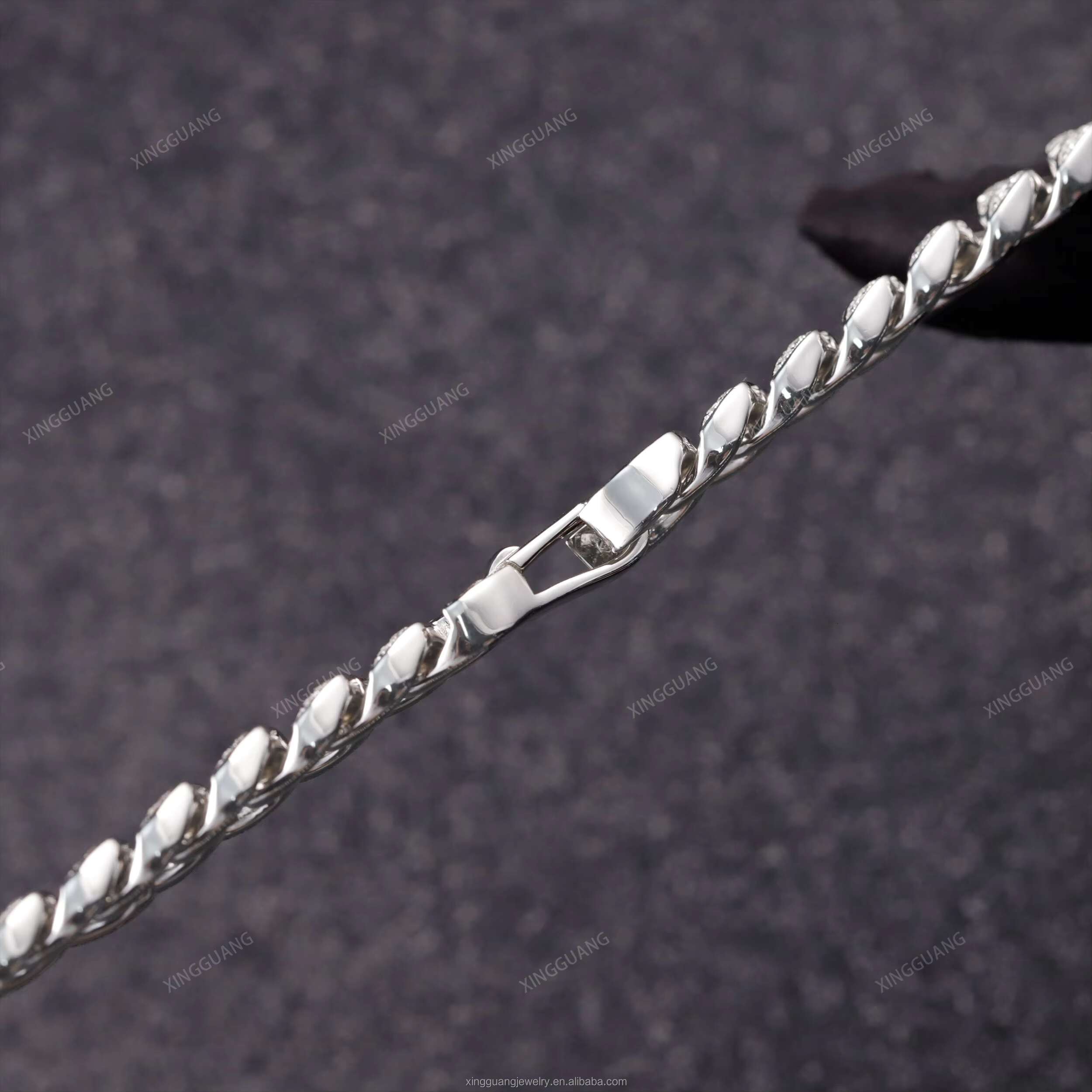 XG Pass Diamond Tester 12mm Mens Curb Chains Necklaces 925 Silver Vvs Moissanite Cuban Link Chain