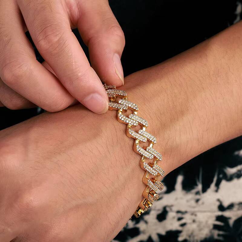 Unique Design Fine Jewelry 134mm Gold Plated 925 Sterling Silver VVS Moissanite Men Hip Hop Cuban Link Chain Bracelet GRA