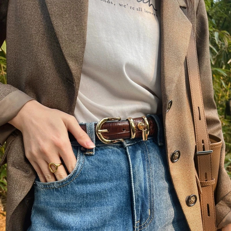 Pattern Two Layers Of Cowhide Genuine leather Women Belt Fashion Versatile Jeans Suit Pants Belt 251031