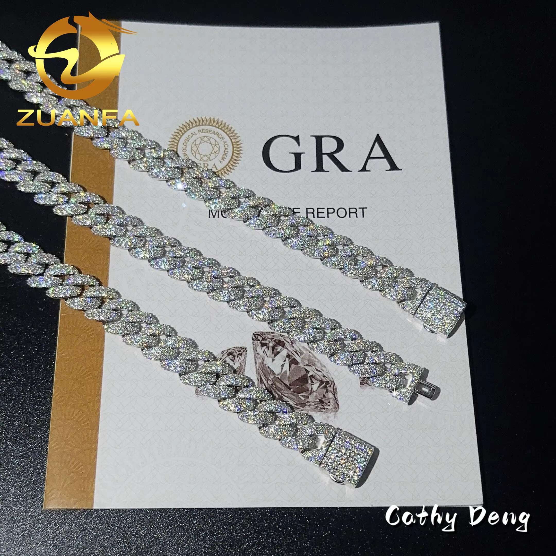 New 10mm Classic Moissanite Cuban Chain Instock Iced Out Hip Hop Jewelry 92.5% Silver Pass Diamond Test Miami Cuban Chain