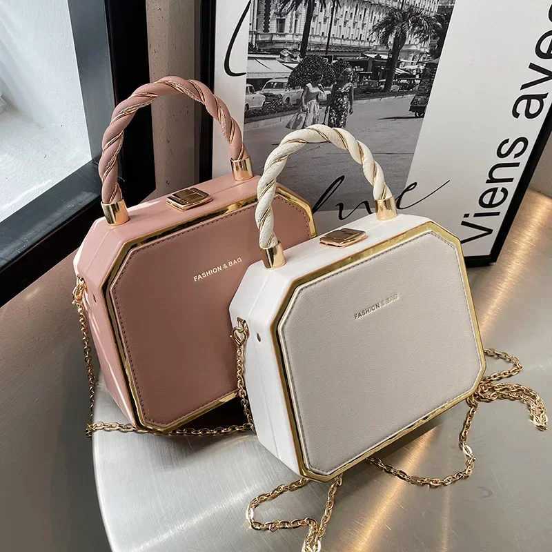Hard Box Shape PU Leather Crossbody Bag with Short Rope Handle for Women 2022 Shoulder Handbags and Purses Lady Travel Cute ToteT251110