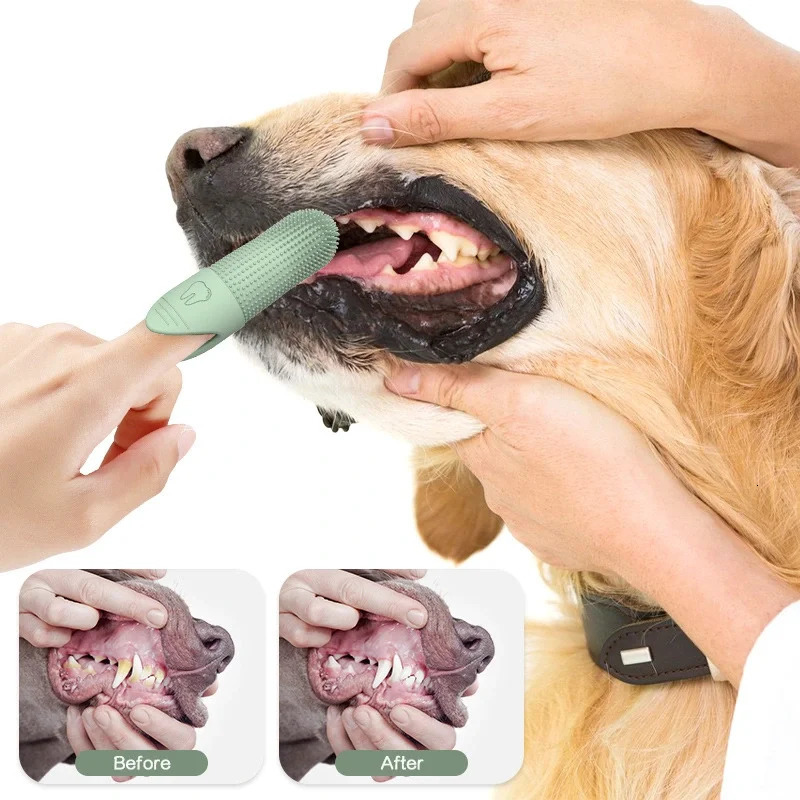 Dog Toothbrush 360 Cleaning Finger for Dogs Food Grade Silicone Cats Dental Care 251110