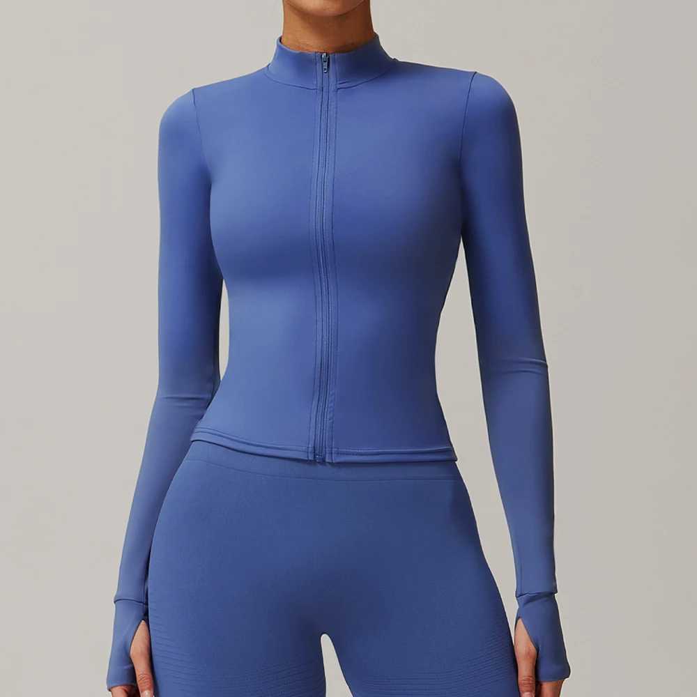Yoga long sleeved sports jacket womens zipper fitness yoga shirt ultra-thin fitness gym top sportswear running jacket cycling clothingW250411