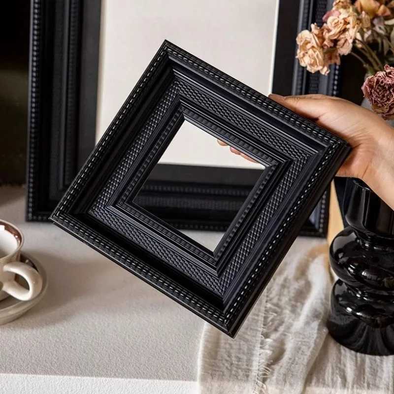 Stylish Black Photo Framing Solid Wood Light Luxury Designer Frames Creative Picture Frame Cornice Room Decoration L251110 H260306
