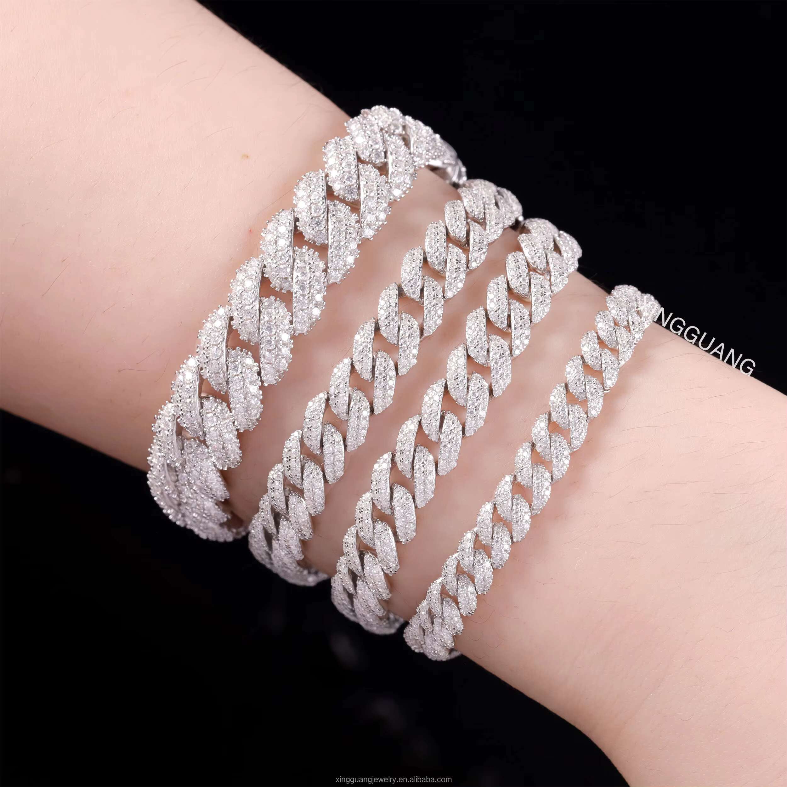 Ready to Ship Diamond Cuban Bracelet 6mm-22mm S925 Silver Hip Hop Bracelet Full Iced Out Moissanite Cuban Bracelet for Men