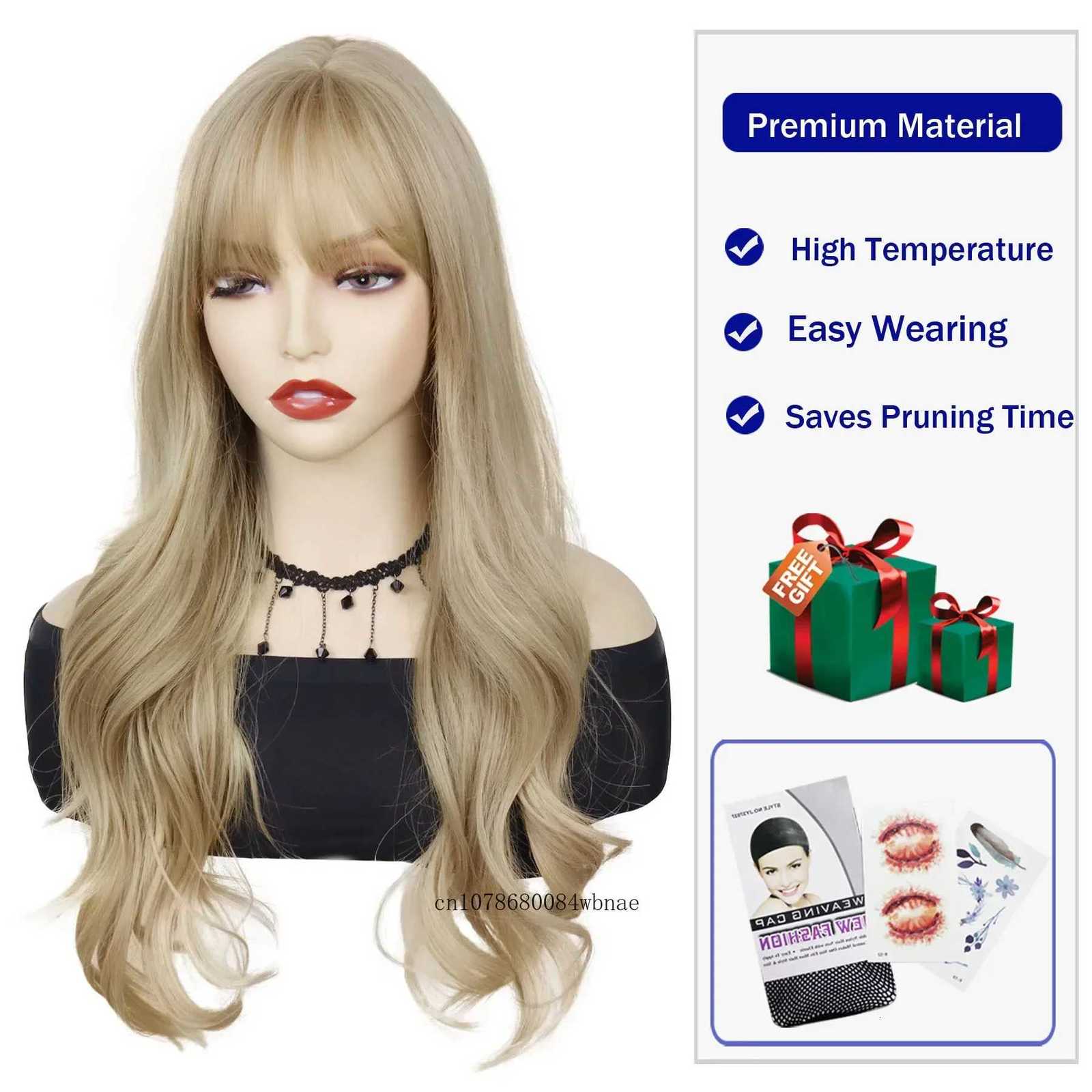 Blonde Wigs 25 Inch Long Wavy Synthetic Wig for Women Girls Natural Soft Hair Daily Cosplay Costume Party High Temperature FiberT251111