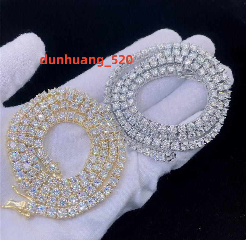 Maiyi Jewelry Custom Gold Necklace 18k Tennis Necklace Moissanite Solid Real 9k 10k 14k Tennis Necklace for Women Men